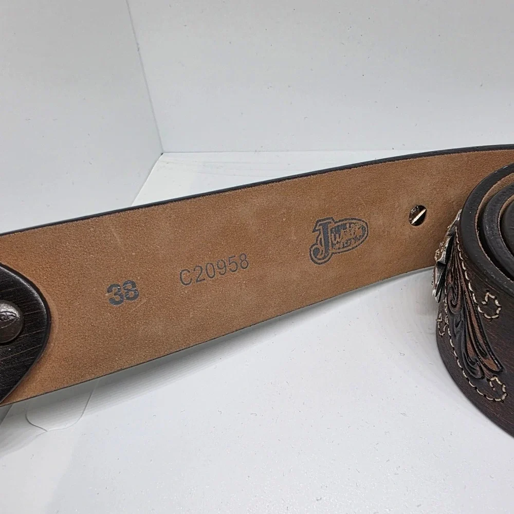 Justin Daisy Western Leather Belt C20958 | Size 38 | Brown